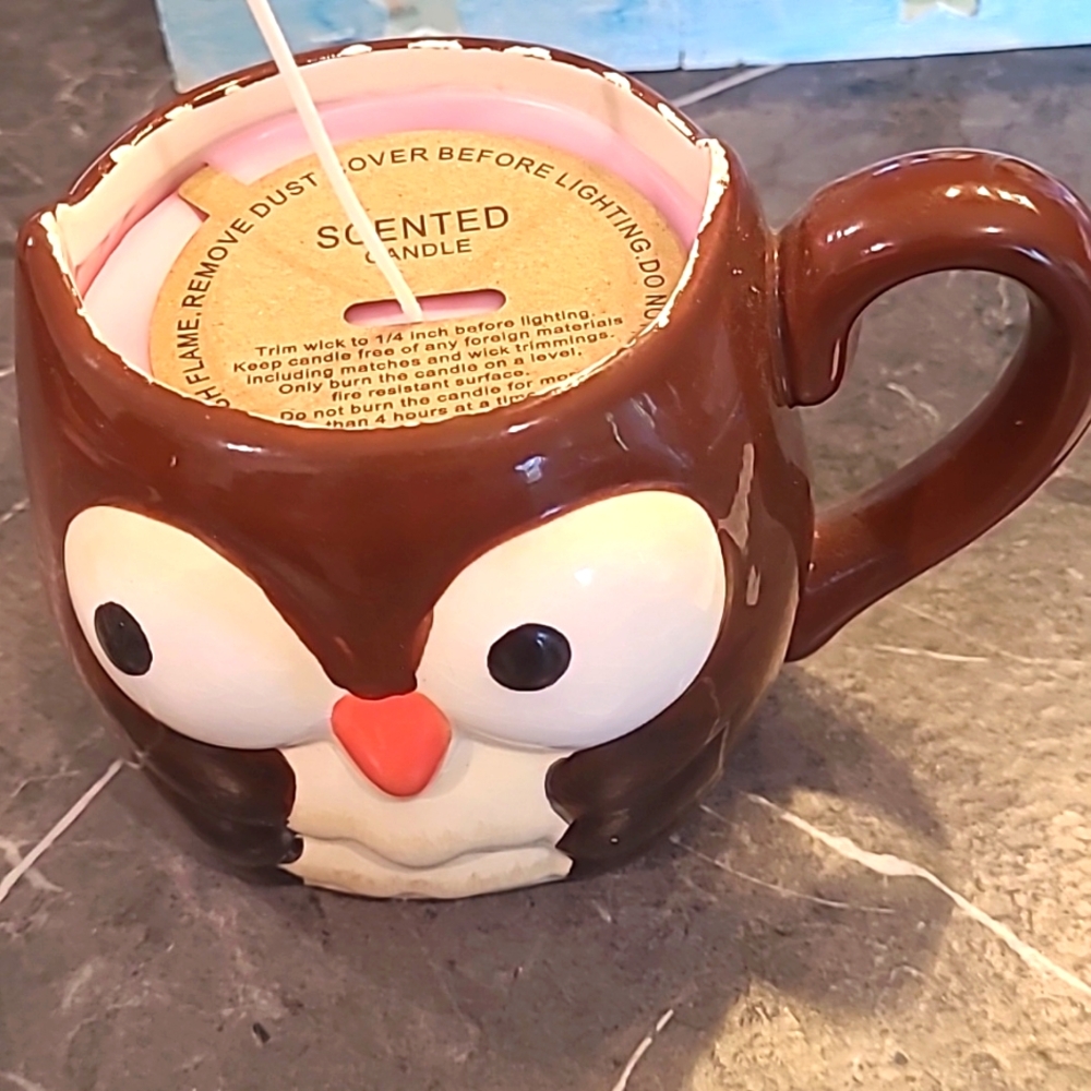 Handcrafted Candle in Owl Coffee Cup